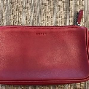 Coach Soft Red Leather Cosmetic Pouch